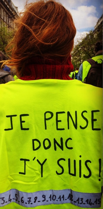 Bild: Gelbwesten Demonstrantin von hinten